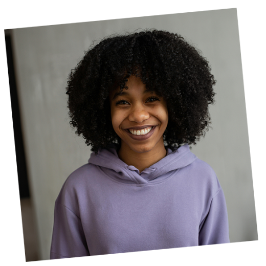 A young woman smiling